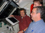 Indienststellingsmeetritten ATB te Barendrecht op 18 november 2003. Achter het beeldscherm Frans Smeet (Holland Railconsult) en Joeri du Bah.
