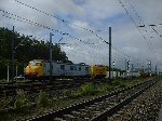 Tijdens ATB-testmetingen op spanningsloze Schiphollijn. Hier op Amsterdam Riekerpolder aansluiting met de "Anneke" van Strukton